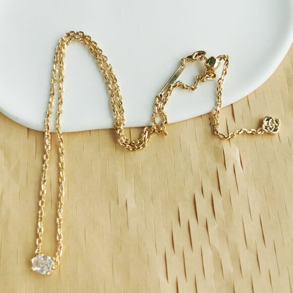 Kendra Scott Gold Necklace with Clear Stone - Picture 3 of 4